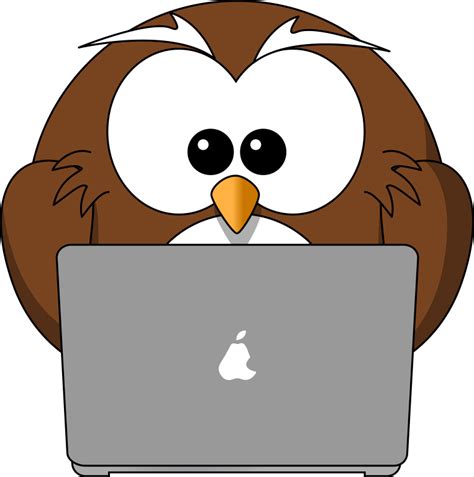 Cartoon Owl And Laptop Tim Png