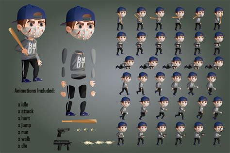 2d Game Street Bandits Character Sprites Sheets