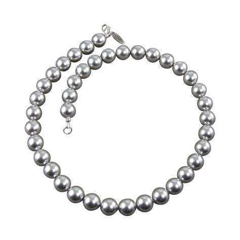Large Gray Pearl Necklace Silvery Gray Pearl Necklace Jewelry By Tali