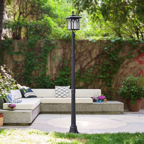 Premium Outdoor Solar Yard Light Lamp Post Fixture Zincera