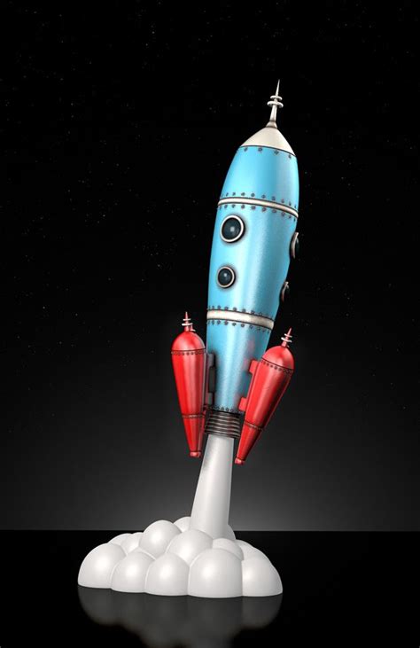 Blast Off Rocket Art Retro Rocket Space Toys