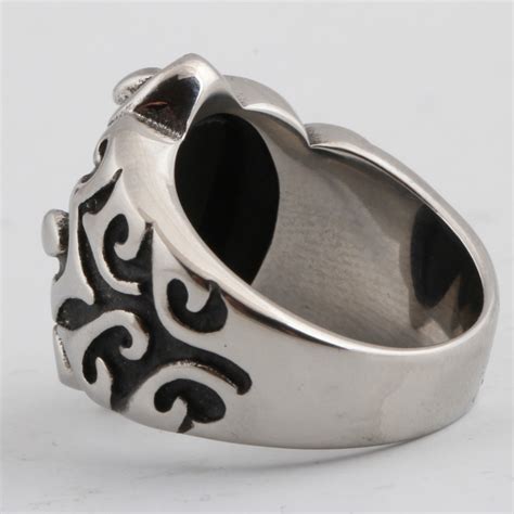 Mens Cz Gothic Crown Rings Vintage Style 316l Stainless Steel High