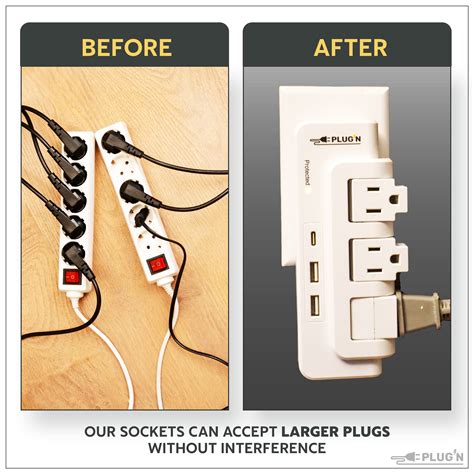 3 Rotating Outlets 3 Usb A Wall Surge Protector Plugn