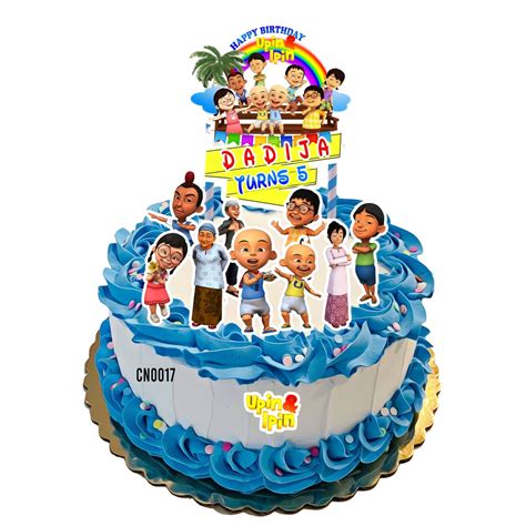 Custom Name Happy Birthday Cake Topper Upin Ipin Decoration Set Party