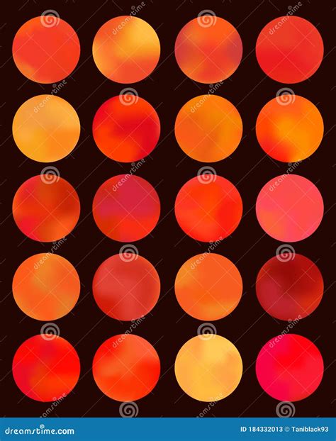 Gradient Set On Black Background Multicolor Red Orange And Yellow