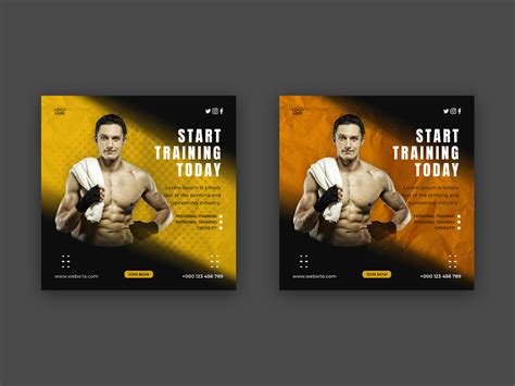Fitness Gym Social Media Post And Square Flyer Template Uplabs