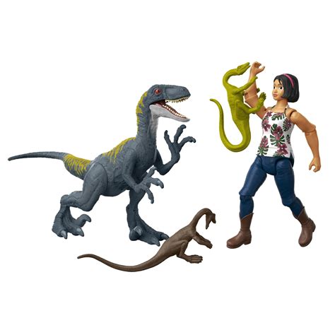 Jurassic World Human And Dino Pack Sammy Velociraptor And 2 Compy Camp