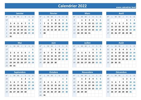 Calendrier 2022 A Remplir Et Imprimer Calendrier Semaines 2022 Images