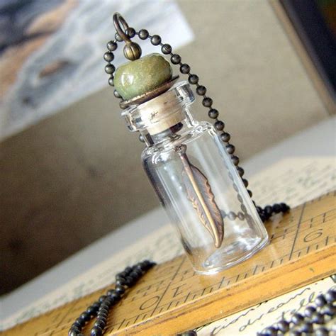 Glass Vial Necklace With Gemstone Bead And By Etherealgirls 2000