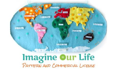 Continents Of The World Felt Map Pattern With By Imagineourlife 2500