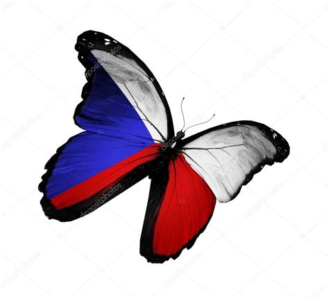 Wij van vlag.eu zullen u het beste overzicht tonen. Tsjechië vlag vlinder vliegen, geïsoleerd op witte ...
