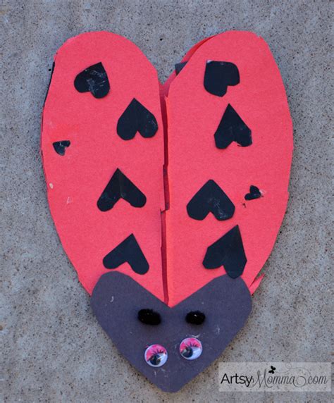 Heart Shaped Ladybug Card For Valentines Day Artsy Momma