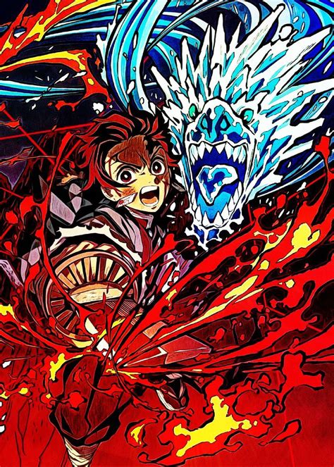 anime demon slayer tanjiro metal poster reo anime displate anime demon anime anime guys