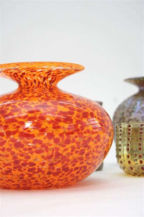 Handblown Glass Vase Red And Orange Signed By Artist And Collectible One Of A Kind Aprox 6