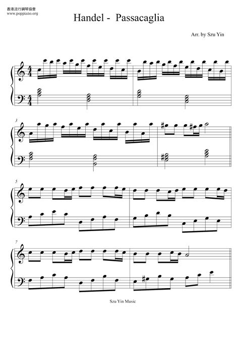 Georg Friedrich Handel Passacaglia Sheet Music Pdf Free Score Download