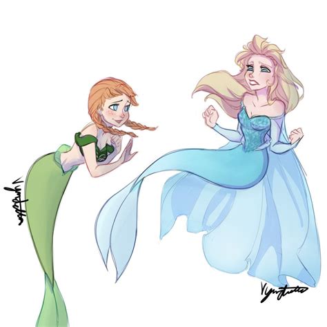 Mermaid Elsa And Anna Vynndetta Elsanna