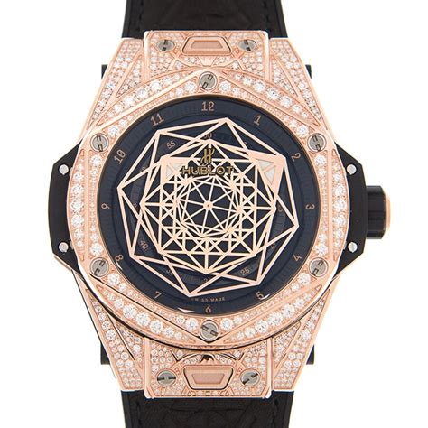 Best Swiss Hublot Big Bang Sang Bleu Automatic Diamond Black Dial Watch