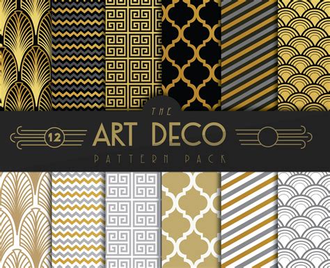 Art Deco Digital Paper Gatsby Jazz 20s Patterns By Designbydre