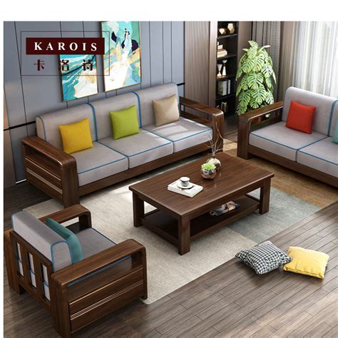 Simple Solid Wood Small Sofa Nordic Simple Fabric Small Apartment