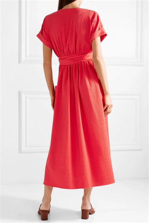 Womens Ingrid Textured Organic Cotton Wrap Dress Orange Mara Hoffman Dresses Sojournalpix