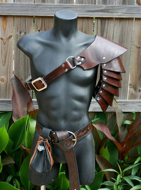 Details About Single Leather Basic Rounded Spaulder Armor Ren Sca