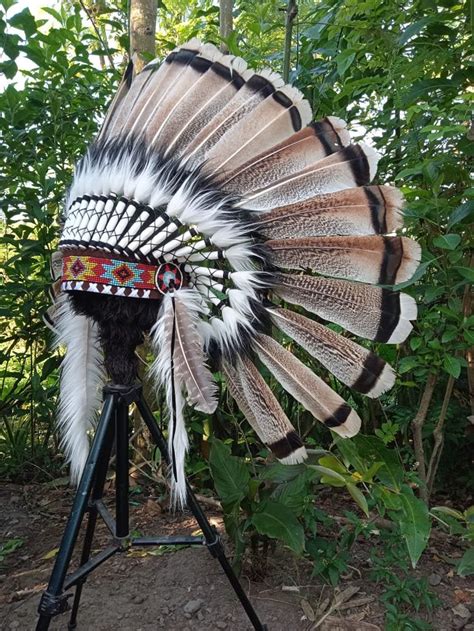 Real Turkey Feather Headpiece Indian Headdress Replica Etsy