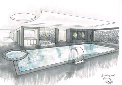 Concept Drawing For Luxury Private Swimming Pool By Lorraine Warwick