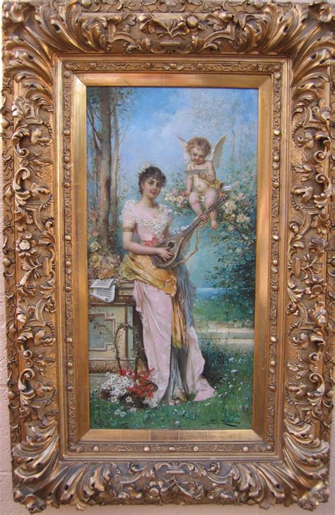 Hans Zatzka (Austrian, 1859-1945) Oil on Canvas "Spring Song" Depicting