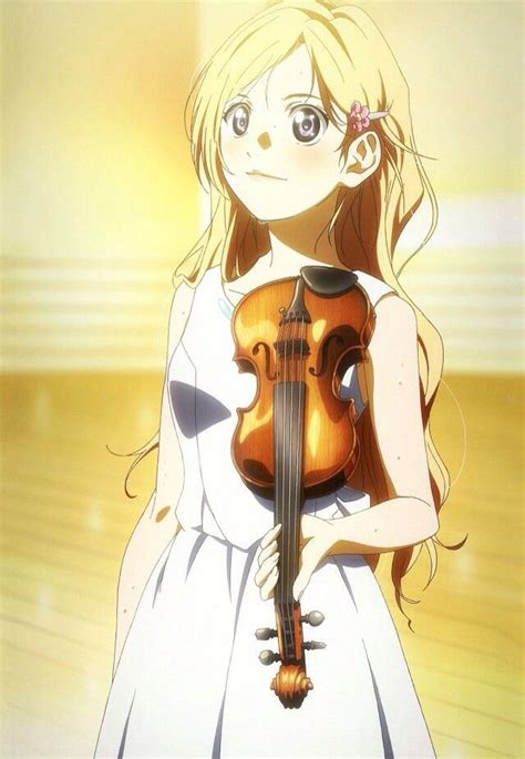 Kaori Miyazono Playing Violin Anime Wallpaper