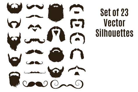 Vector Beard And Moustache Set Custom Designed Illustrations