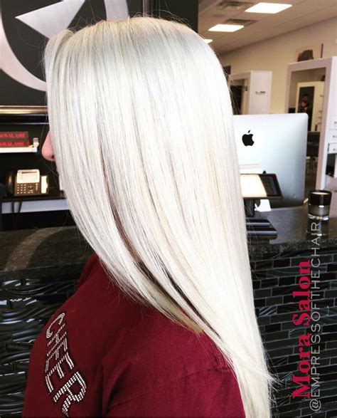 Platinum Blonde On Long Straight Hair Color Done By Devon Platinum