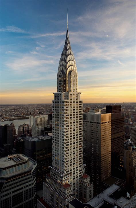 An Aerial View Of The Chrysler Building In New York City Ny At Sunset