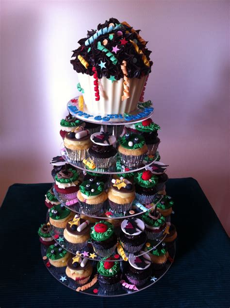 Cupcake Tower Incl Giant Cupcake With Confetti And Ribbons And Themed Cupcakes Afl Sherrin