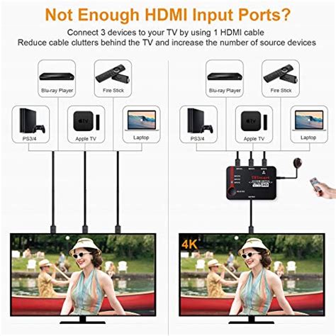 Hdmi Switch 4ktesmart Intelligent 5 Port Hdmi Switcher 5x1 Supports 4k
