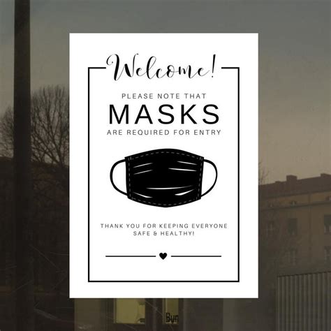 Face Masks Must Be Worn Print Social Distancing Sign Six Etsy