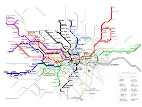 Большая подробная карта Лондонского метрополитена Лондон большая