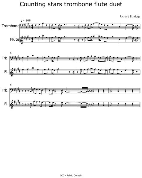 Counting Stars Trombone Flute Duet Sheet Music For Trombone Flute