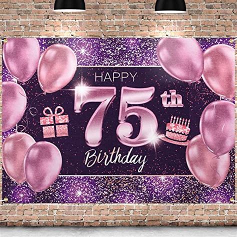 Pakboom Happy 75th Birthday Backdrop Pink Photo Background