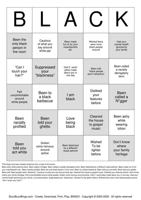 Black People Bingo Cards To Download Print And Customize