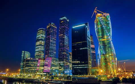 Wallpaper City Cityscape Night Moscow Building Skyline