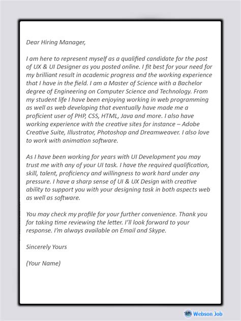 A perfect upwork cover letter could easily lead you to earn thousands of dollars. UI & UX Designer Proposal Sample for Upwork - Webson Job