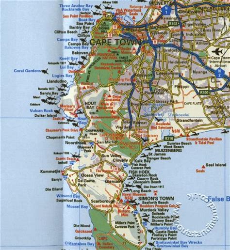 Cape Town And Surrounding Attractions Road Map South