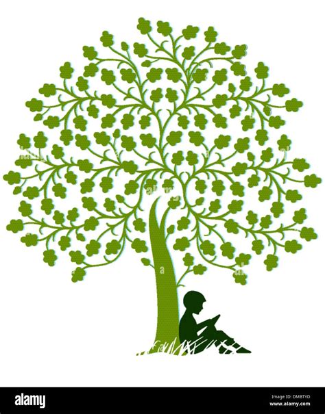 Child Is Reading Under A Tree Stock Vector Image And Art Alamy
