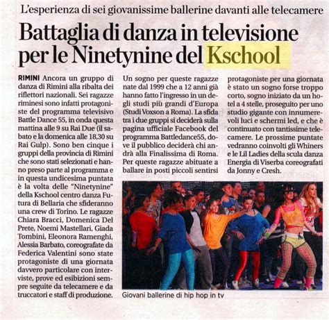 RASSEGNA STAMPA Kbabe ON NEWSPAPERS Scuola Hip Hop Rimini Bellaria Villa Verucchio