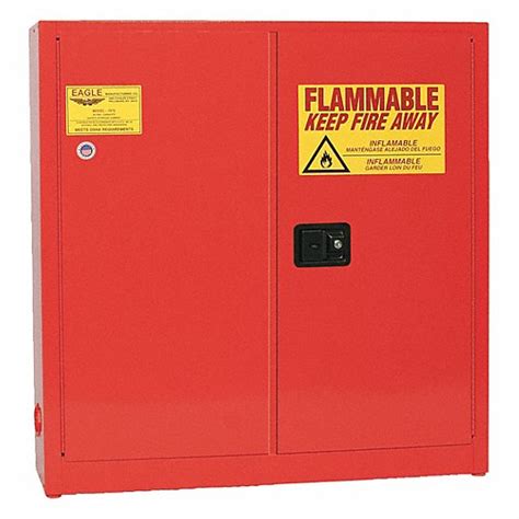 eagle flammables safety cabinet wall mount 24 gal 43 in x 12 in x 44 in red self closing 3