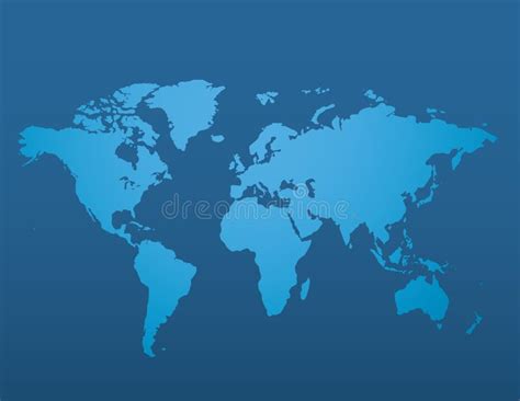 Blue World Map Borders Countries And Cities Illustration