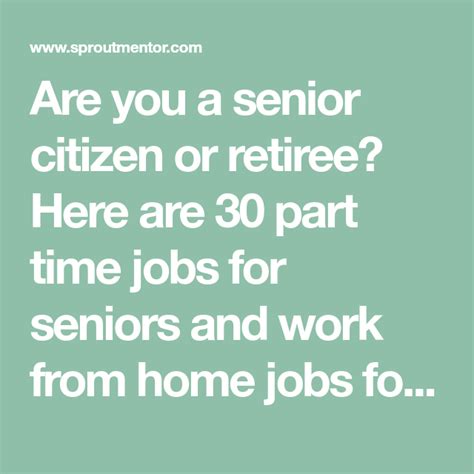 Part Time Jobs For Seniors Above 60 Sproutmentor Part Time Jobs