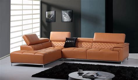 Divani Casa Citadel Modern Orange Italian Leather Sectional Sofa