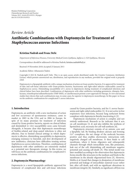 Pdf Antibiotic Combinations With Daptomycin For Treatment Of
