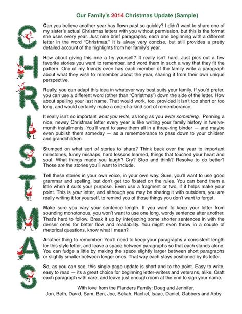 sample acrostic christmas letter   printable